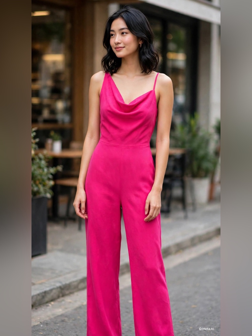 Lulus Hot Pink Cowl Neck Wide-Leg Jumpsuit